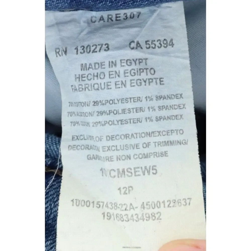 Lee Jeans Mid Rise Straight Leg Womens Size‎ 12P Blue Faded Cotton Blend Denim